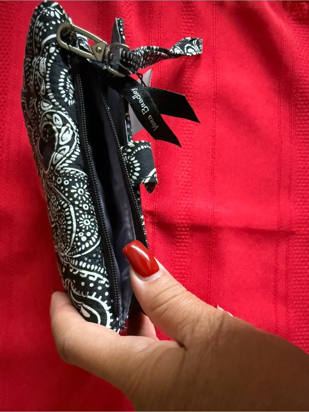 Vera Bradley Black and White Paisley Quilted Wristlet